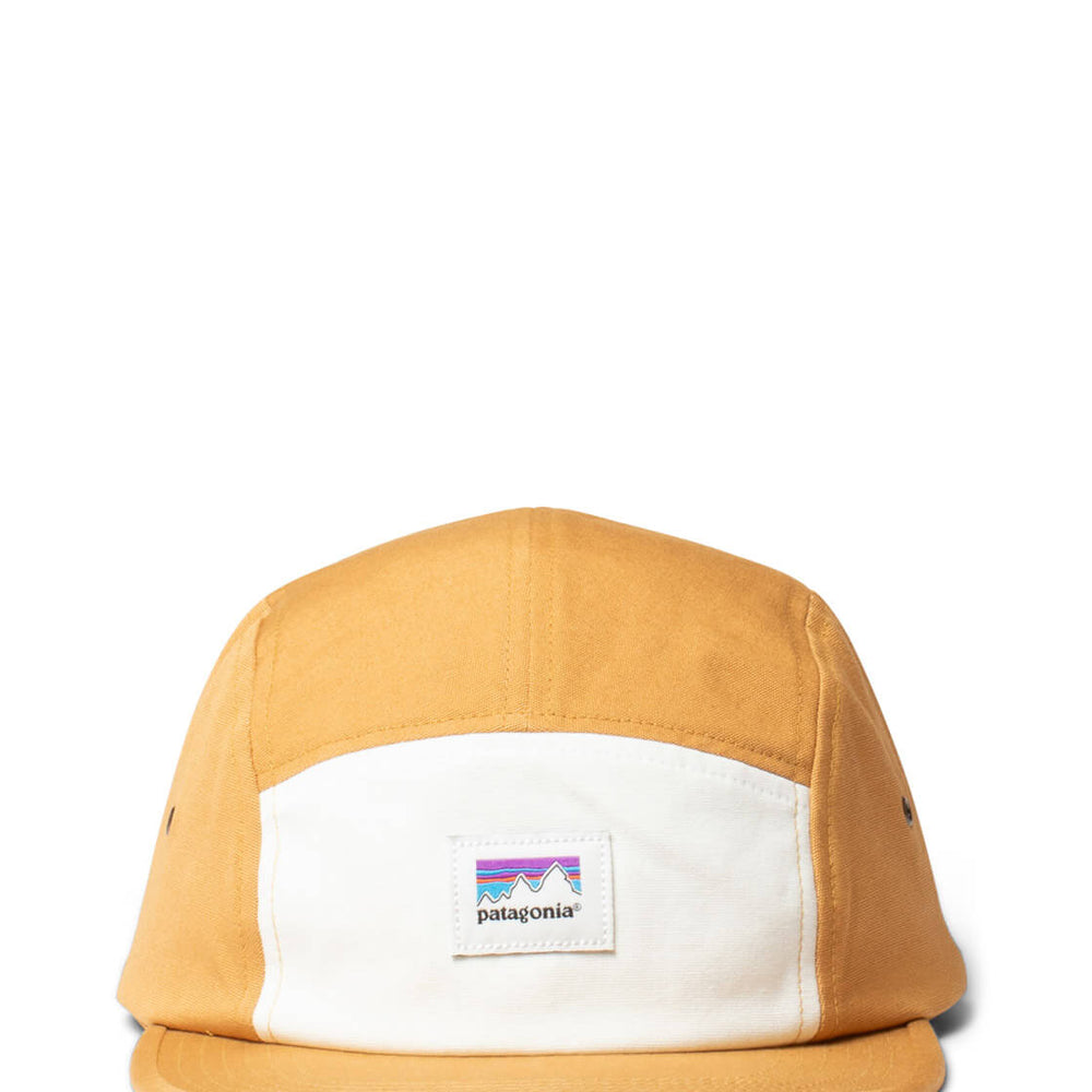 Patagonia 5 Panel Maclure Graphic Shop Sticker yellow gold tan