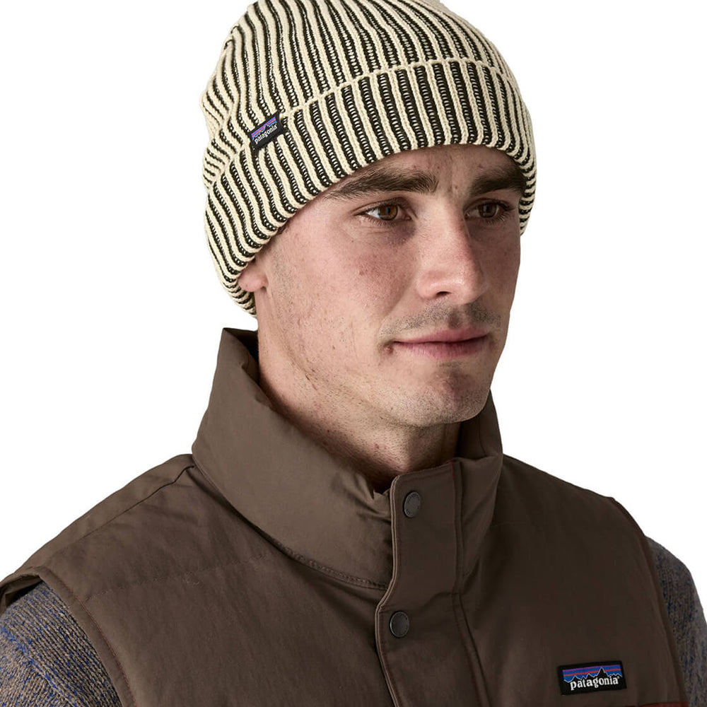 Patagonia Beanie Fishermans Rolled black contrast stripe