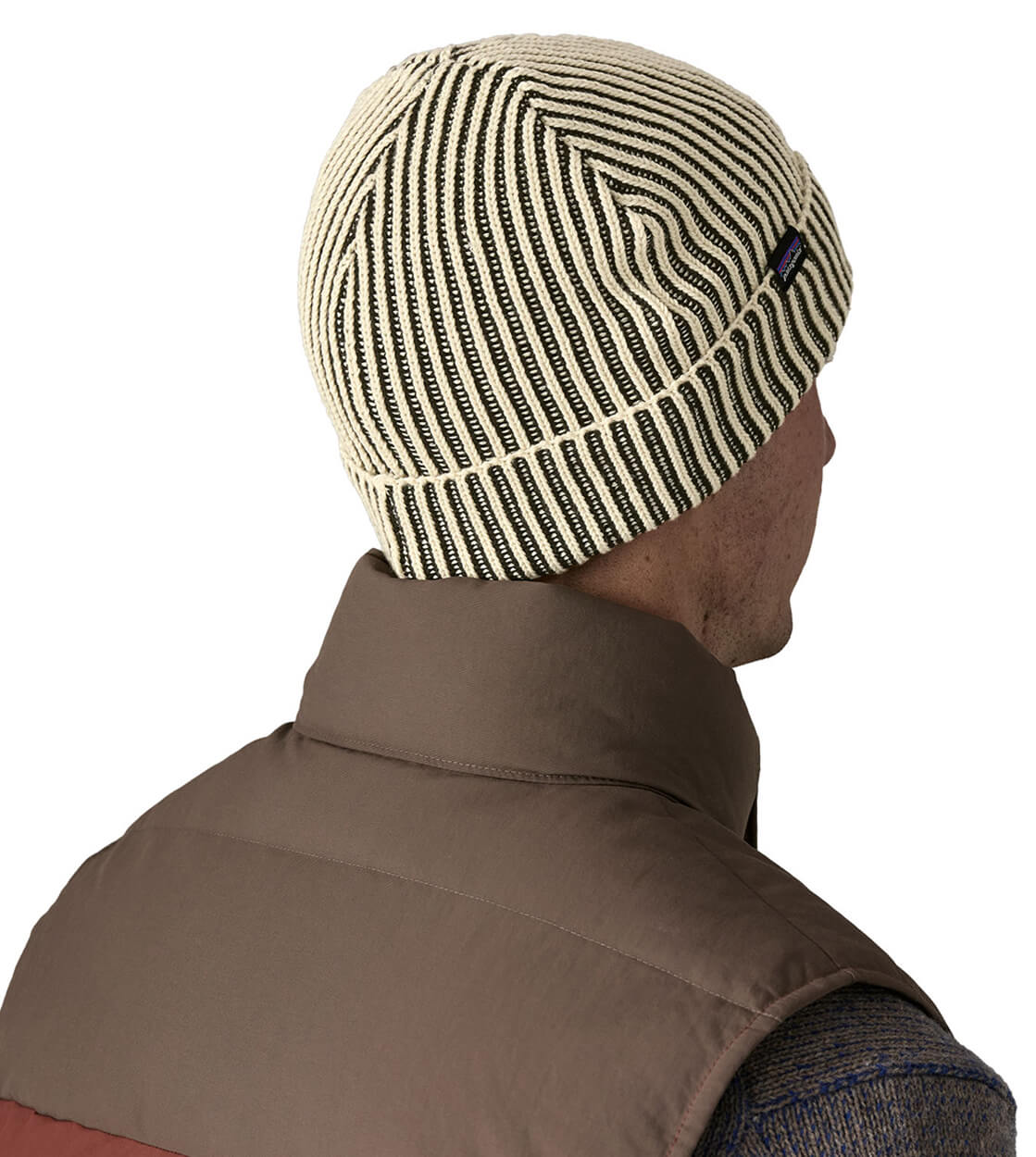 Patagonia Beanie Fishermans Rolled black contrast stripe