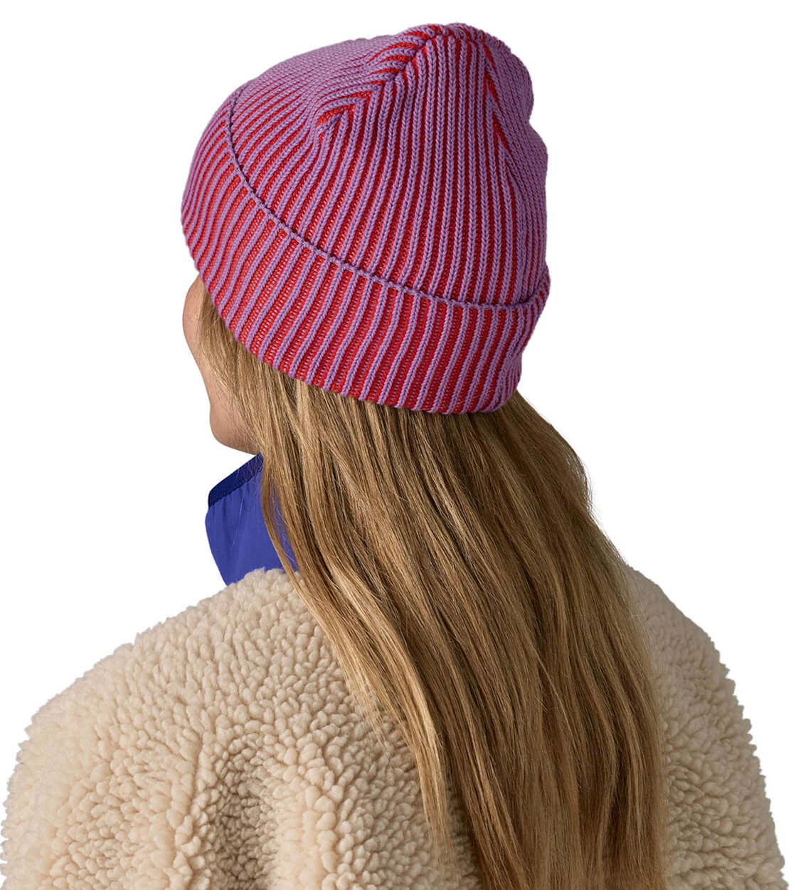 Patagonia Beanie Fishermans Rolled purple brisk contrast stripe