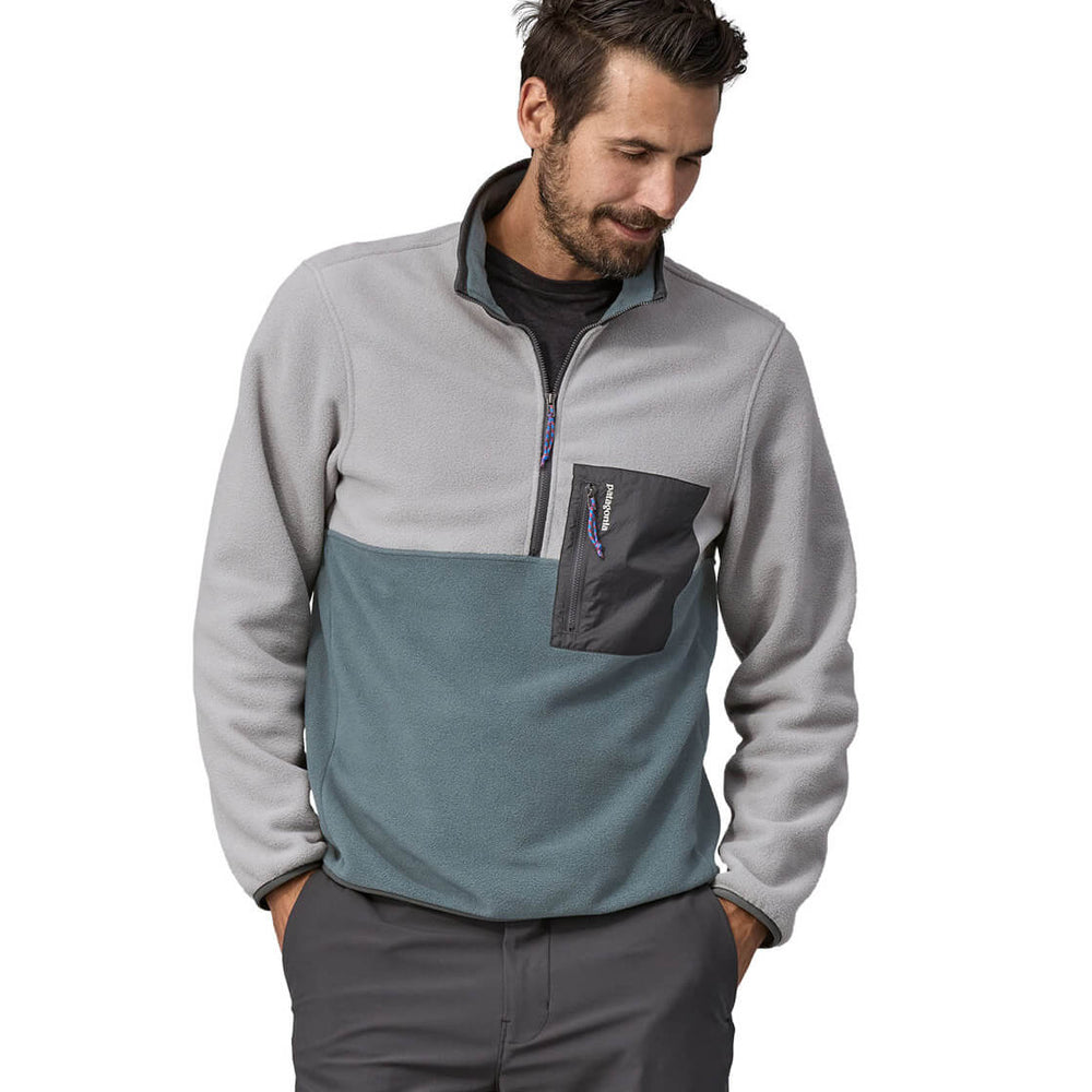 Patagonia Jacket Microdini 1/2 Zip P/O blue nouveau green w/salt grey