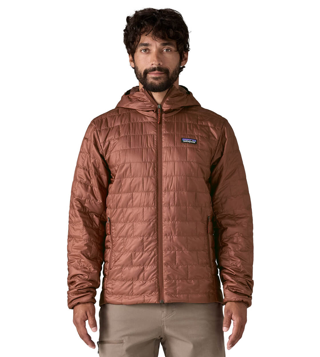Patagonia Jacket Nano Puff Hooded brown dried vanilla
