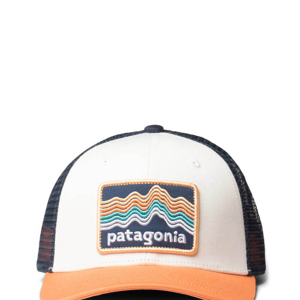 Patagonia K Trucker Cap Ridge Rise Stripe white coho coral