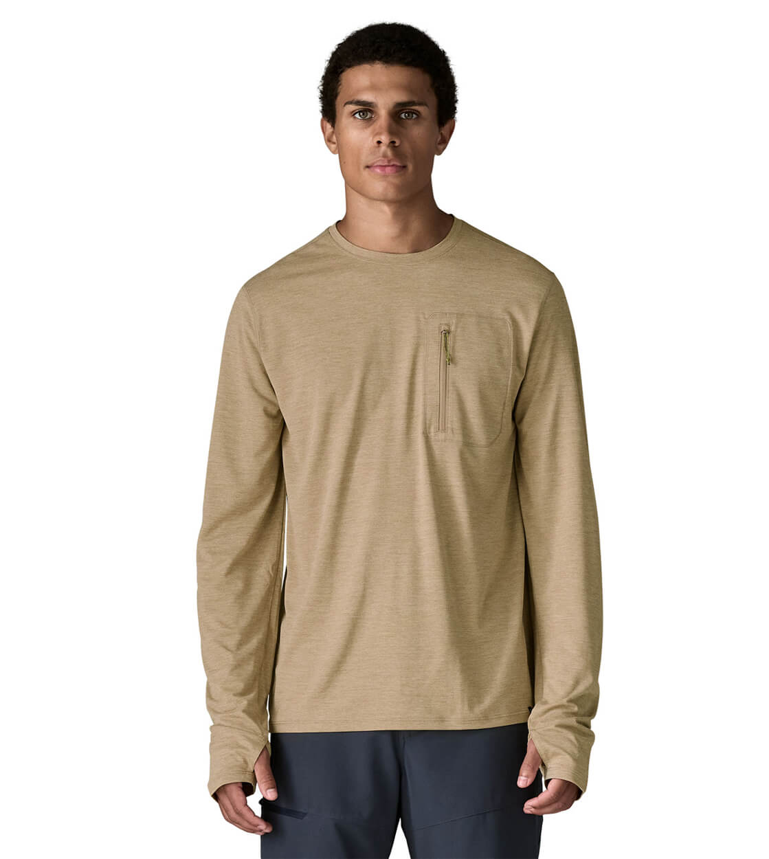Patagonia Longsleeve Cap Cool Sun beige seabird light seabird grey x-dye