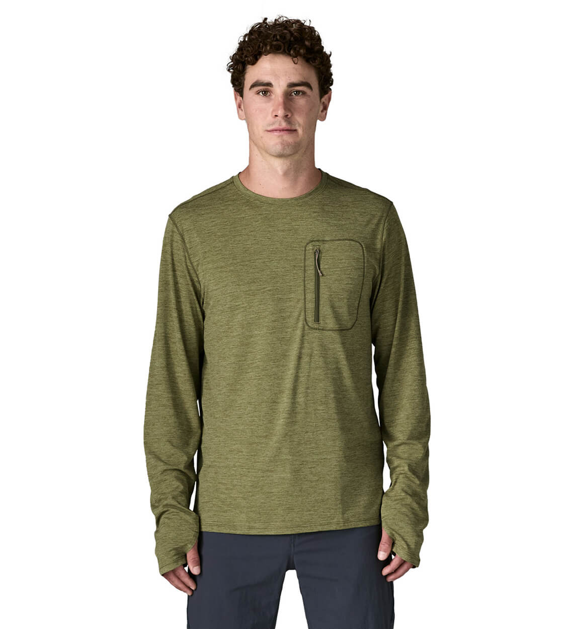 Patagonia Longsleeve Cap Cool Sun green caper buckhorn green x-dye