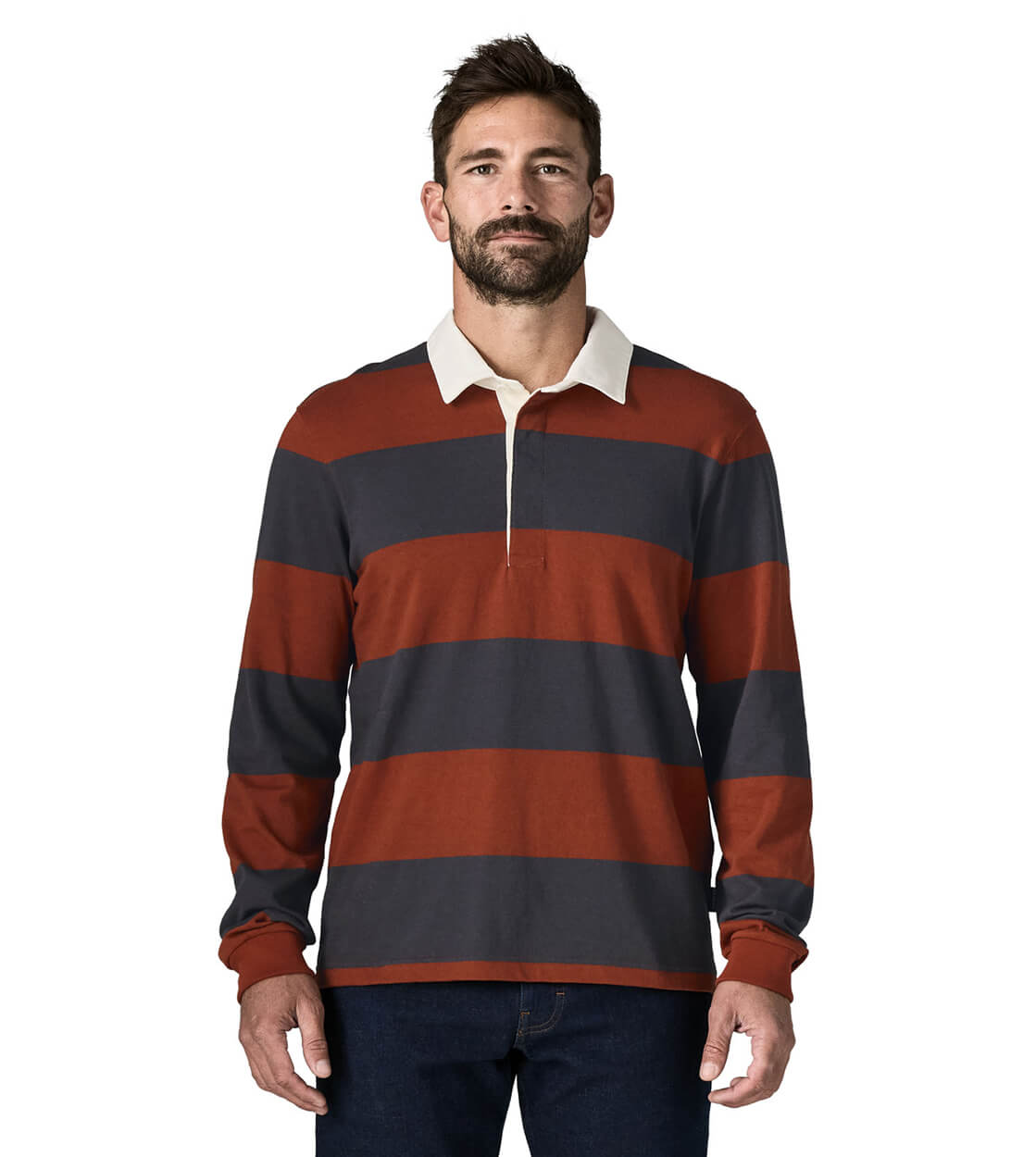 Patagonia Shirt Rugby red rusty wide stripe