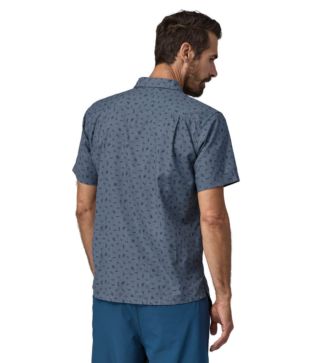 Patagonia Shirt SS Back Step blue utility tiny islands