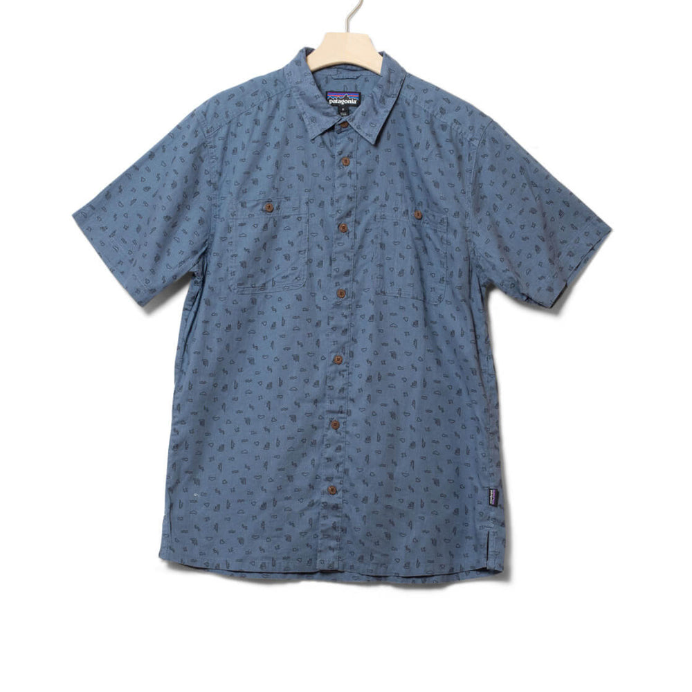 Patagonia Shirt SS Back Step blue utility tiny islands