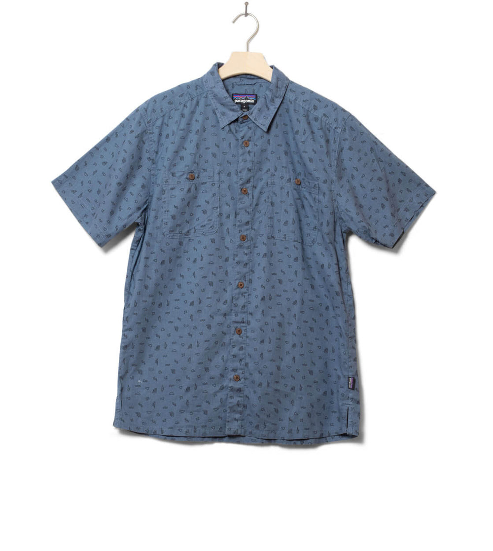 Patagonia Shirt SS Back Step blue utility tiny islands