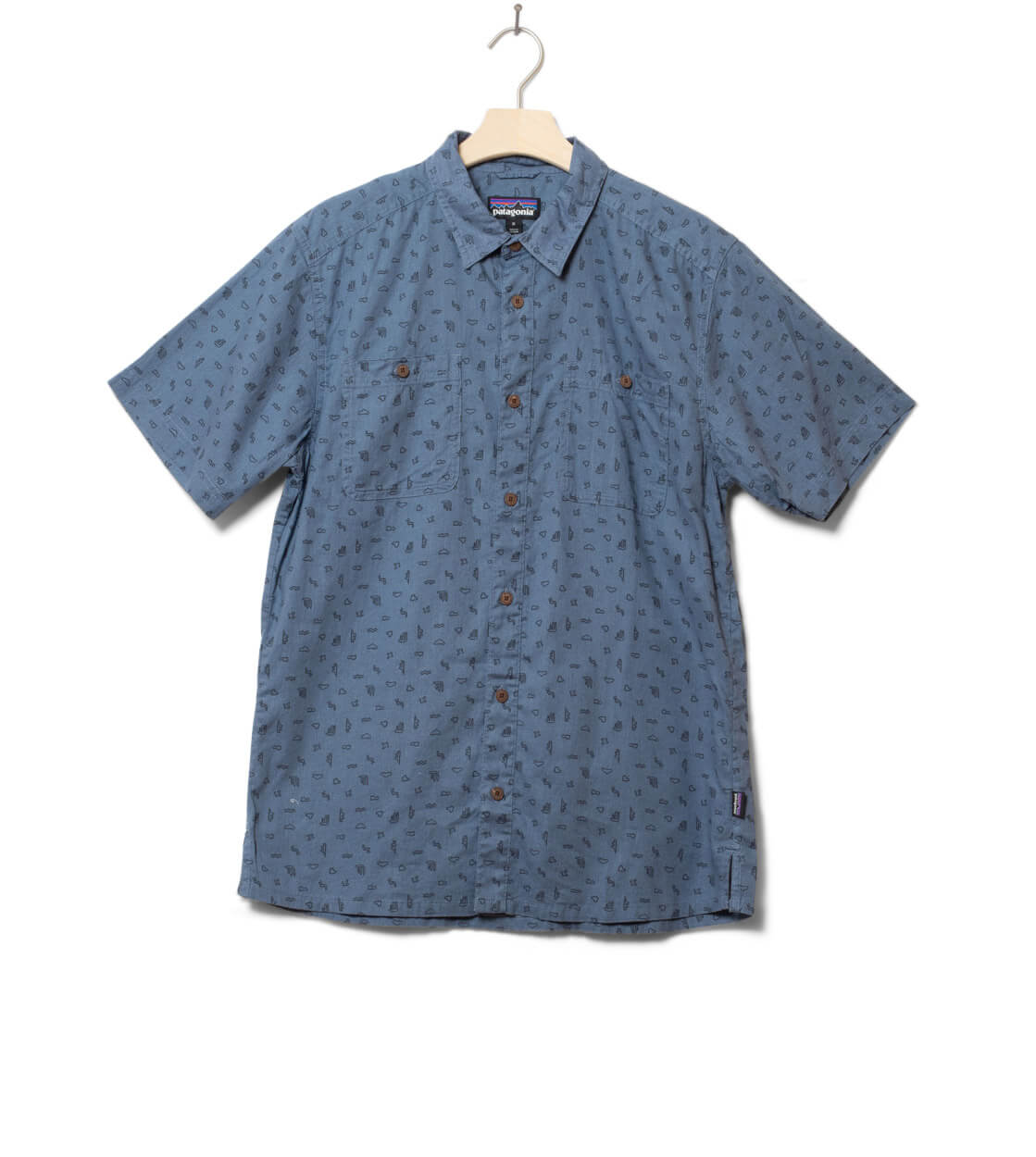 Patagonia Shirt SS Back Step blue utility tiny islands