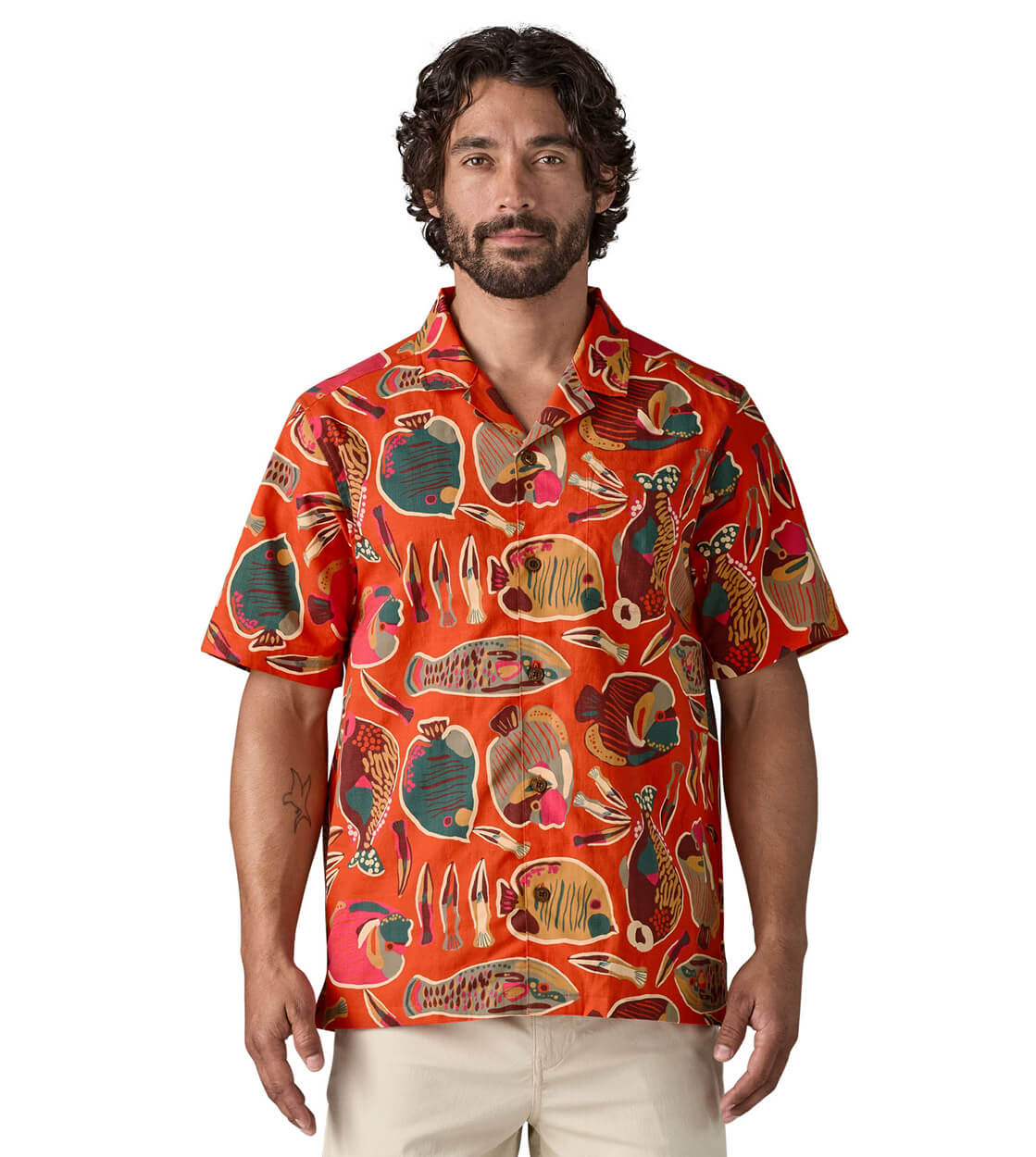 Patagonia Shirt SS Tidal Threads Camp red pollinator orange