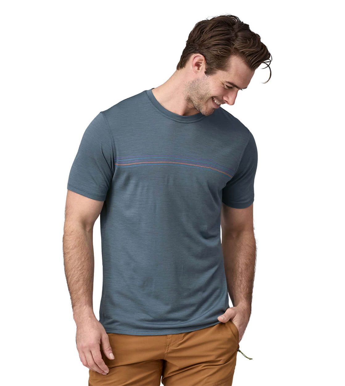 Patagonia T-Shirt Cap Cool Graphic Merino blue utilitiy fitz roy fader