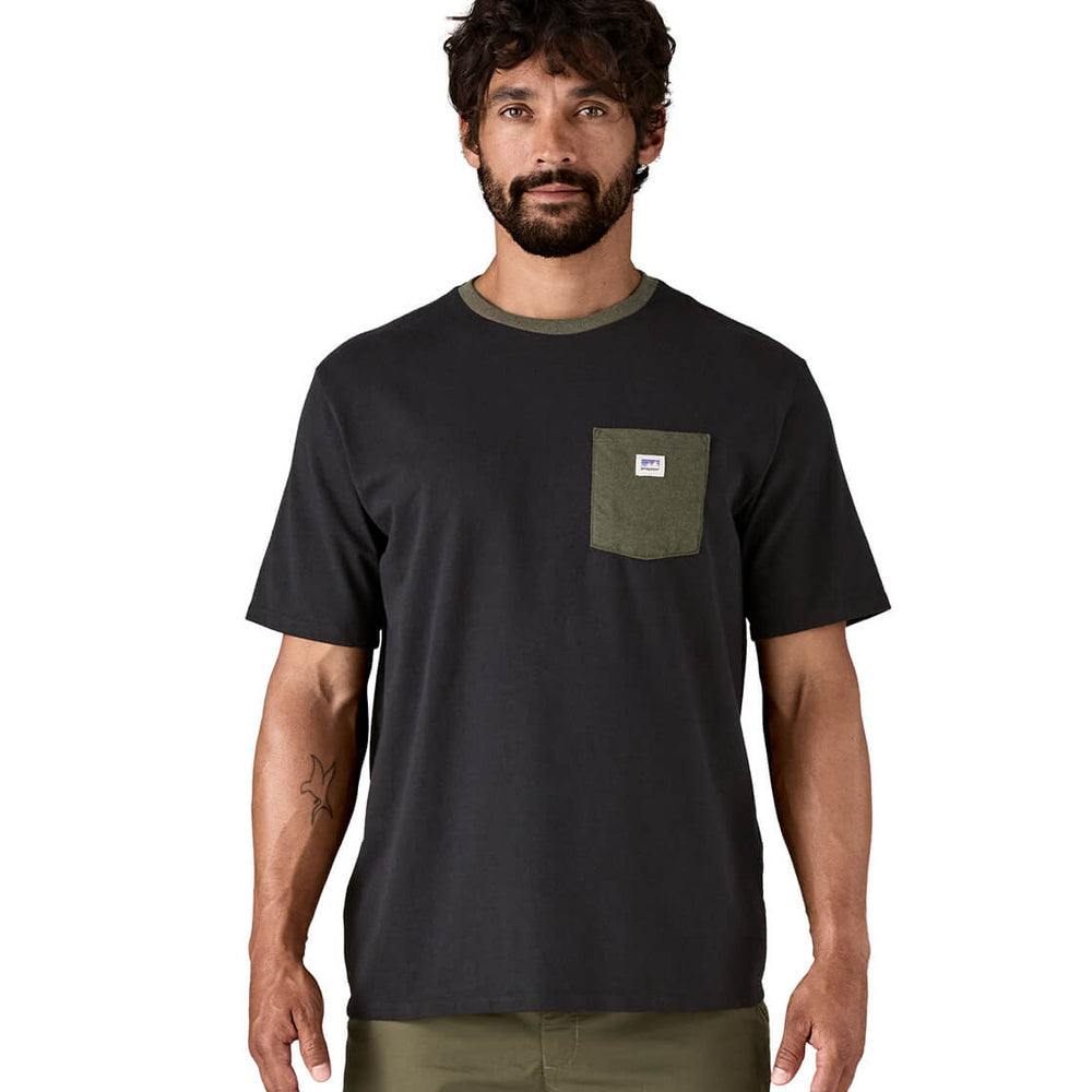 Patagonia T-Shirt Shop Sticker Pocket Responsibili-Tee black/basin
