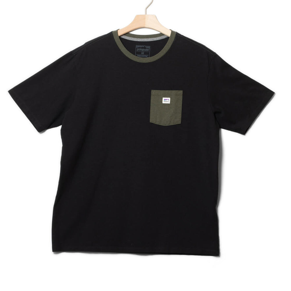 Patagonia T-Shirt Shop Sticker Pocket Responsibili-Tee black/basin