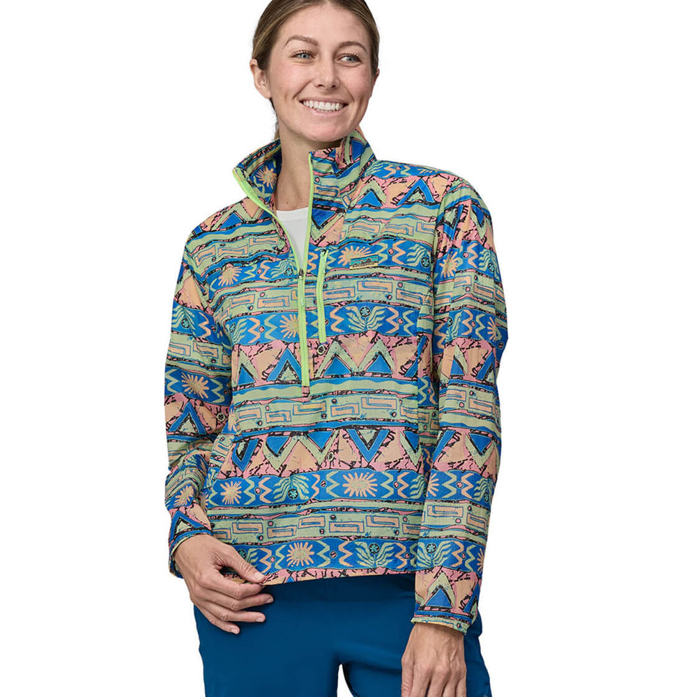 Patagonia W Jacket Houdini Stash 1/2 Zip P/O multi salamander green