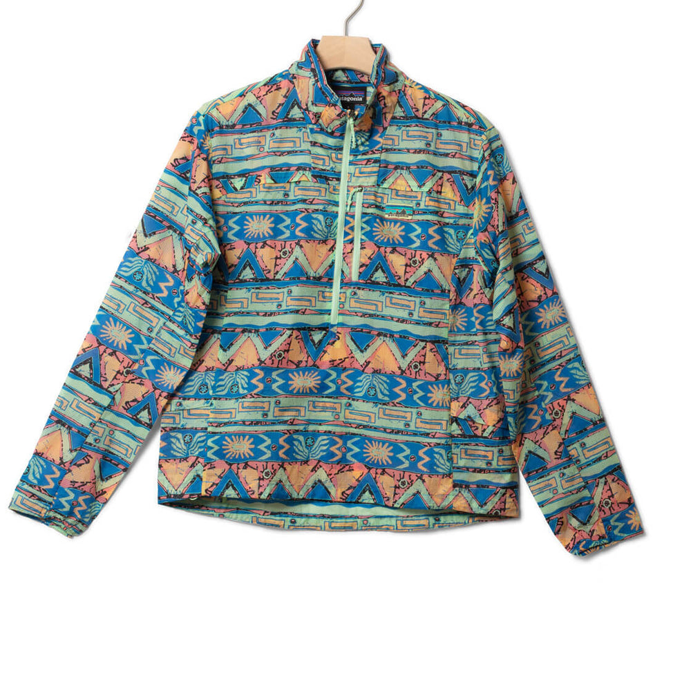 Patagonia W Jacket Houdini Stash 1/2 Zip P/O multi salamander green