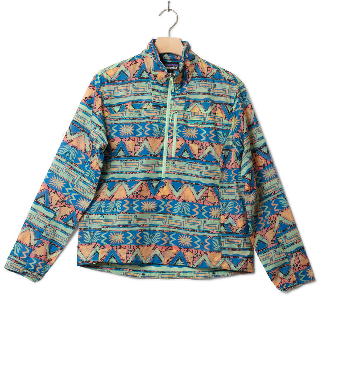 Patagonia W Jacket Houdini Stash 1/2 Zip P/O multi salamander green