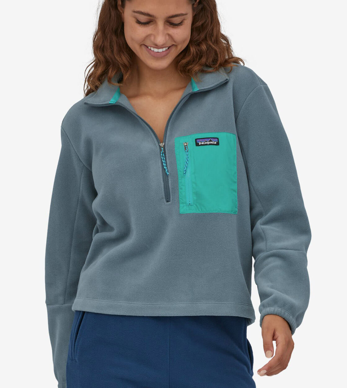 Patagonia W Jacket Microdini Half Zip blue plume grey