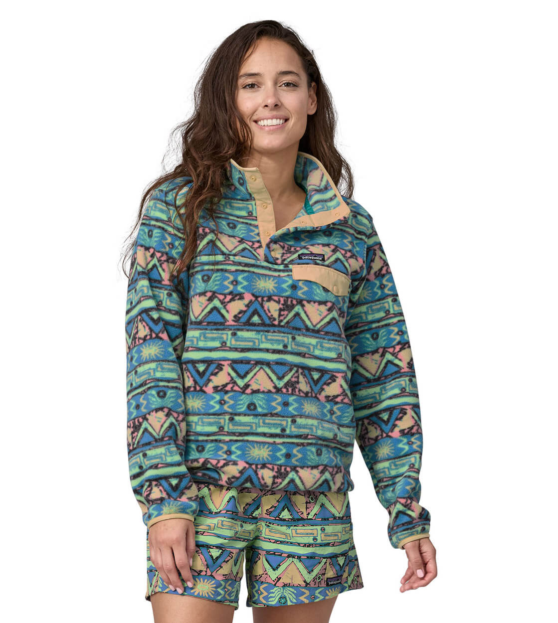 Patagonia W Jacket Synchilla LW Snap-T P/O multi salamander green high hopes geo