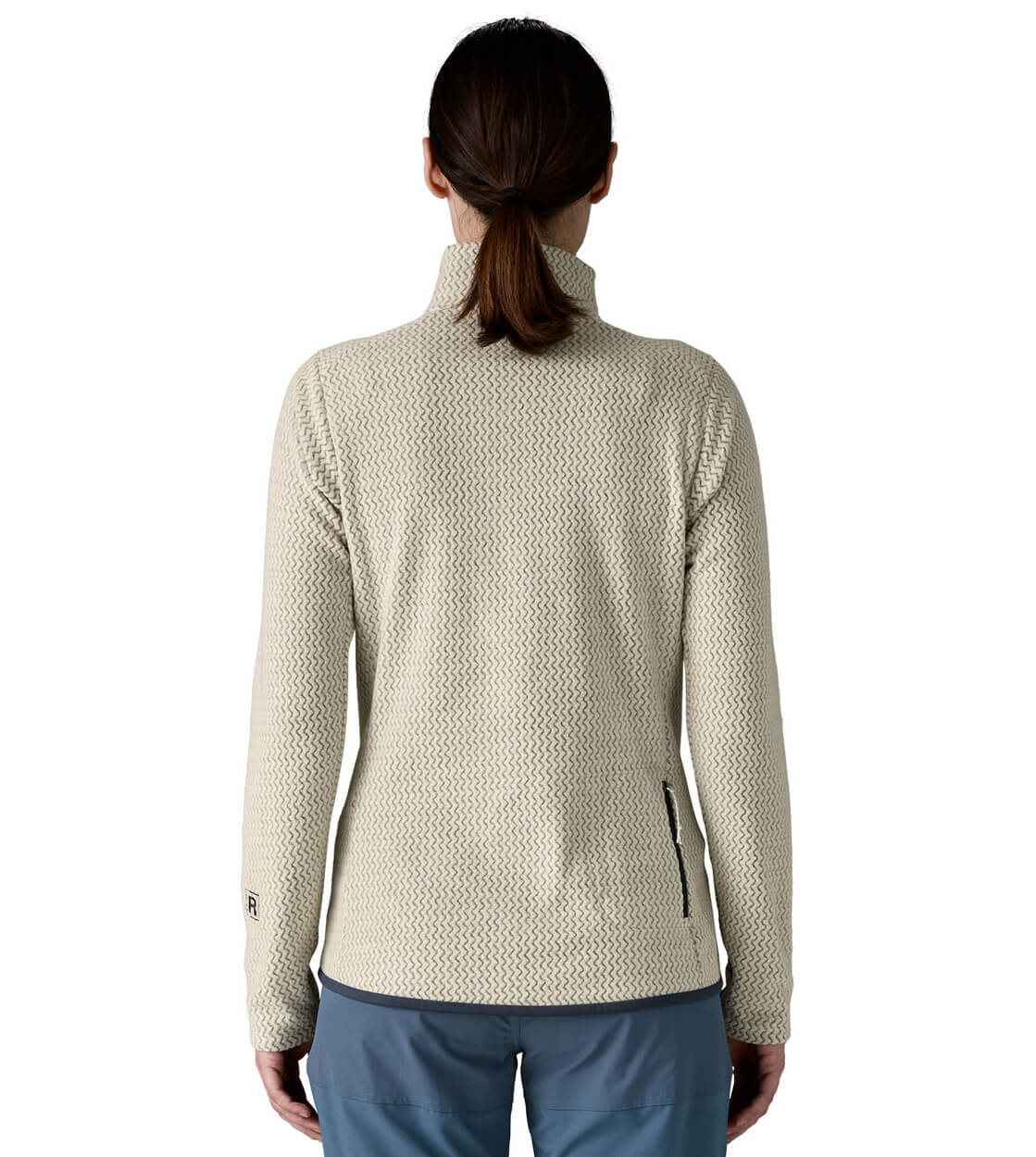 Patagonia W Sweater R1 Air Zip beige white wool