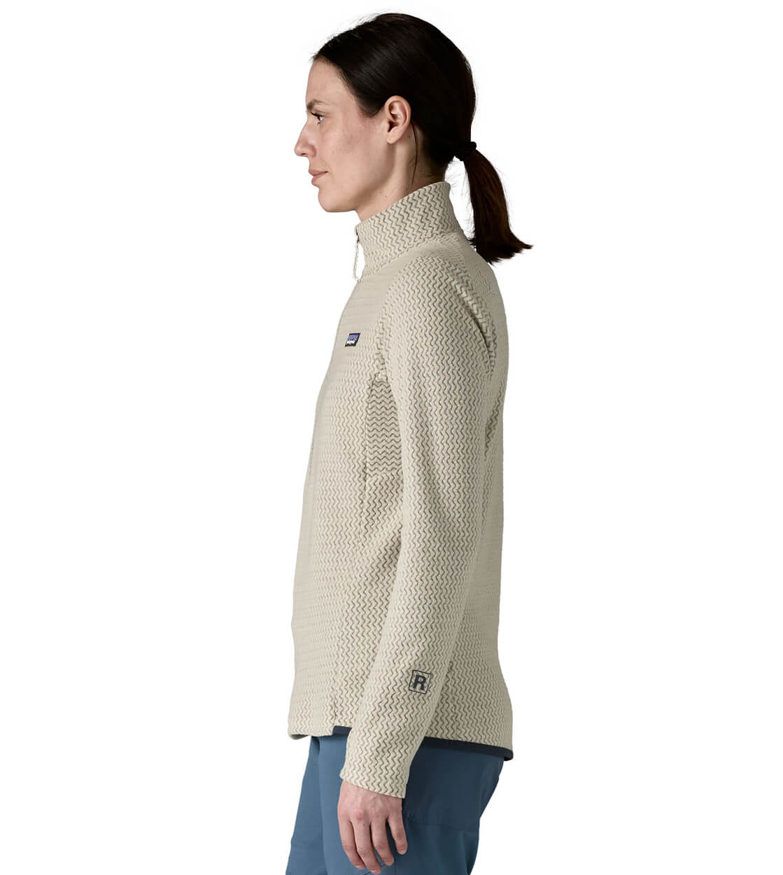 Patagonia W Sweater R1 Air Zip beige white wool