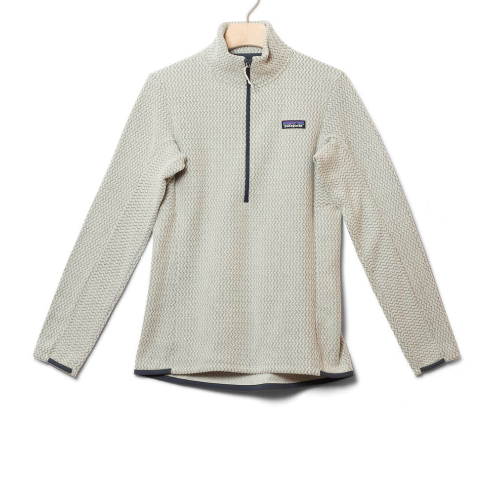Patagonia W Sweater R1 Air Zip beige white wool