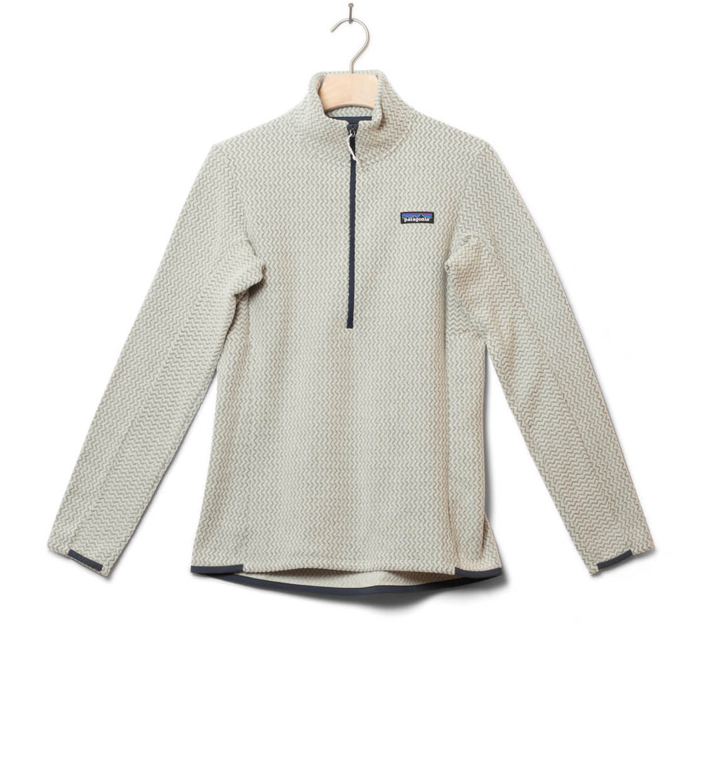 Patagonia W Sweater R1 Air Zip beige white wool