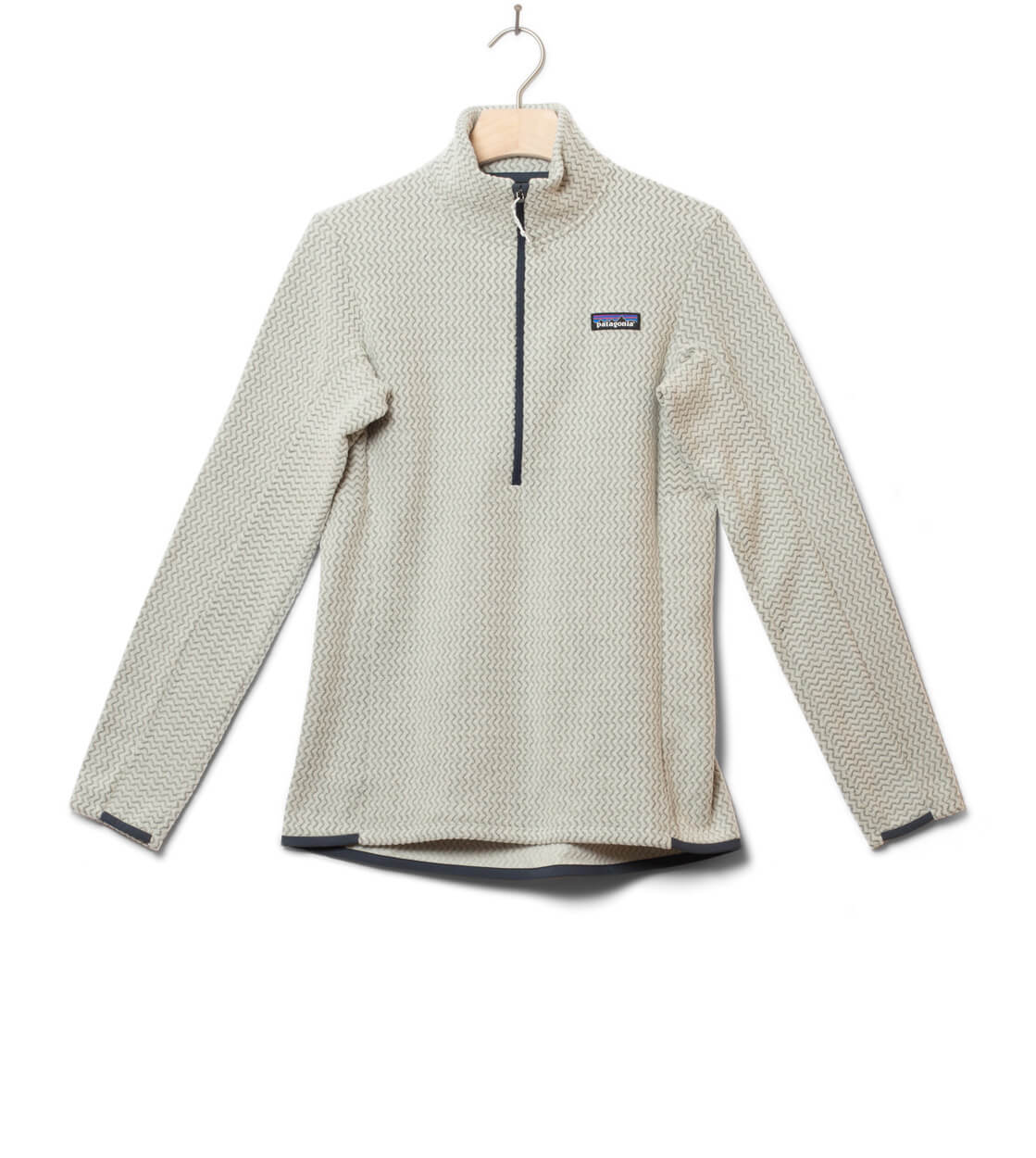 Patagonia W Sweater R1 Air Zip beige white wool