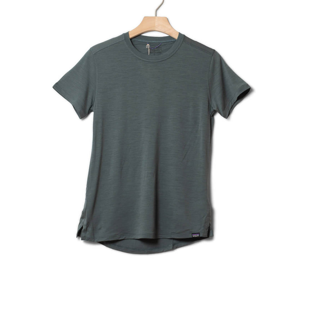 Patagonia W T-Shirt Cap Cool Merino blue nouveau green