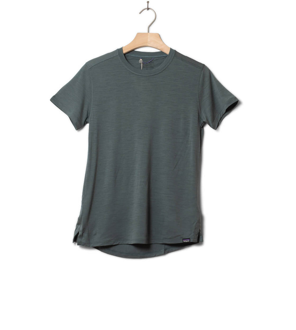 Patagonia W T-Shirt Cap Cool Merino blue nouveau green