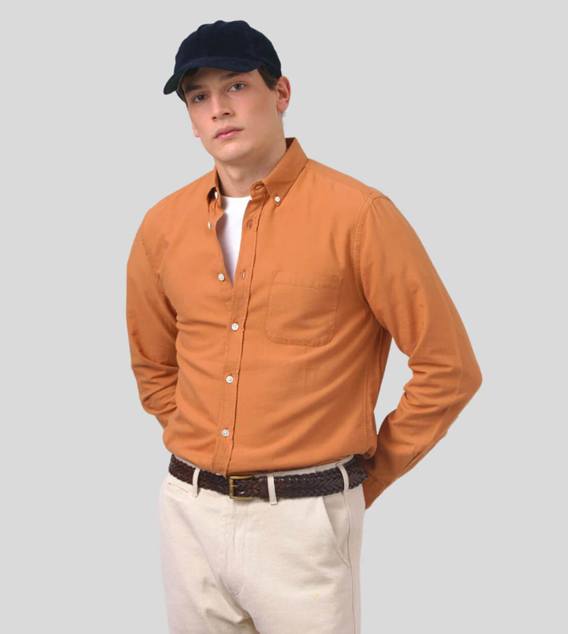 Portuguese Flannel Shirt Belavista orange brick