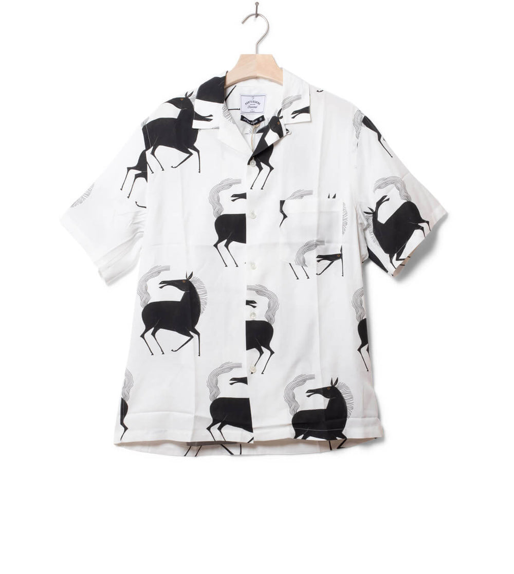 Portuguese Flannel Shirt Horse white/black