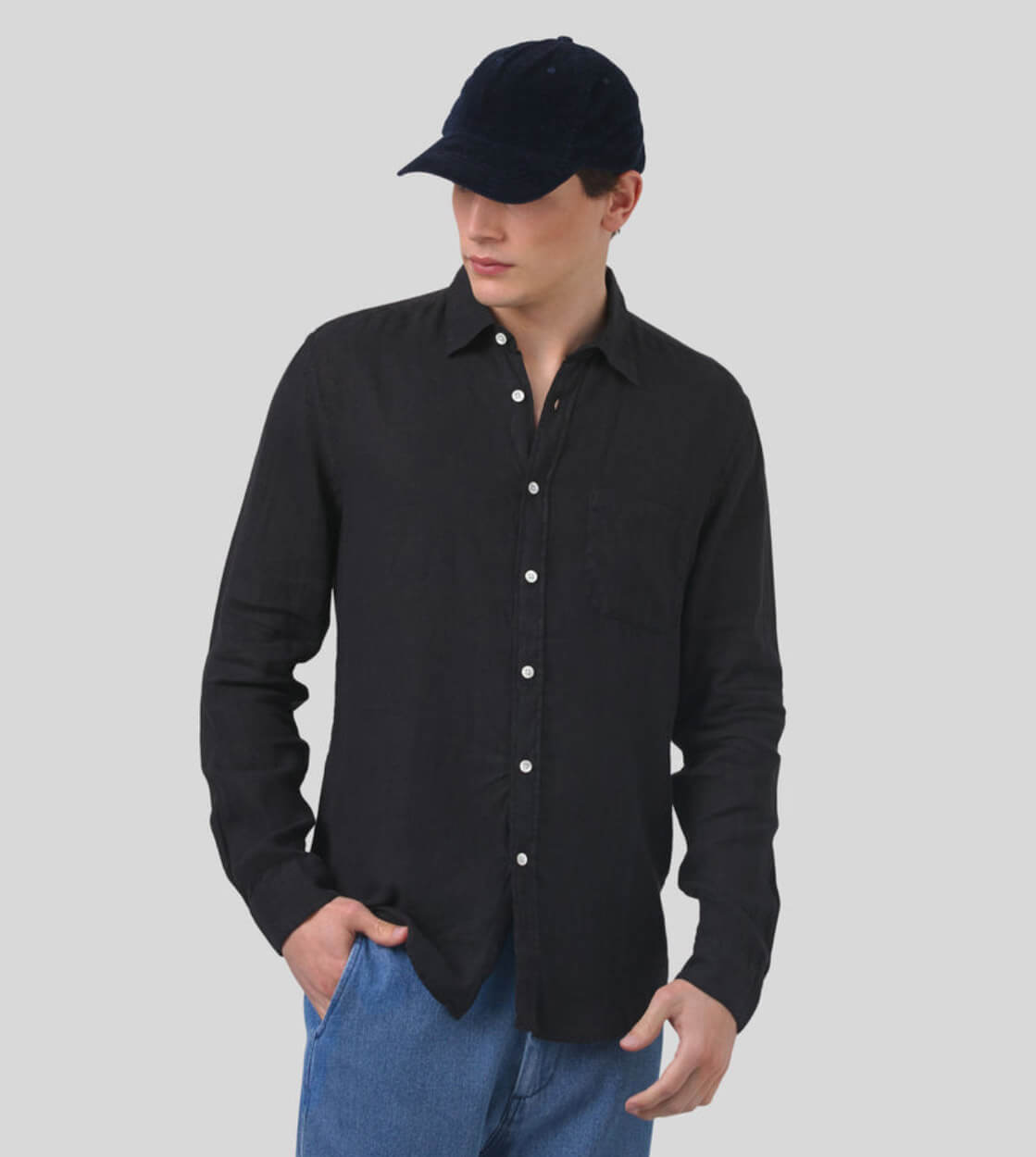 Portuguese Flannel Shirt Linen black