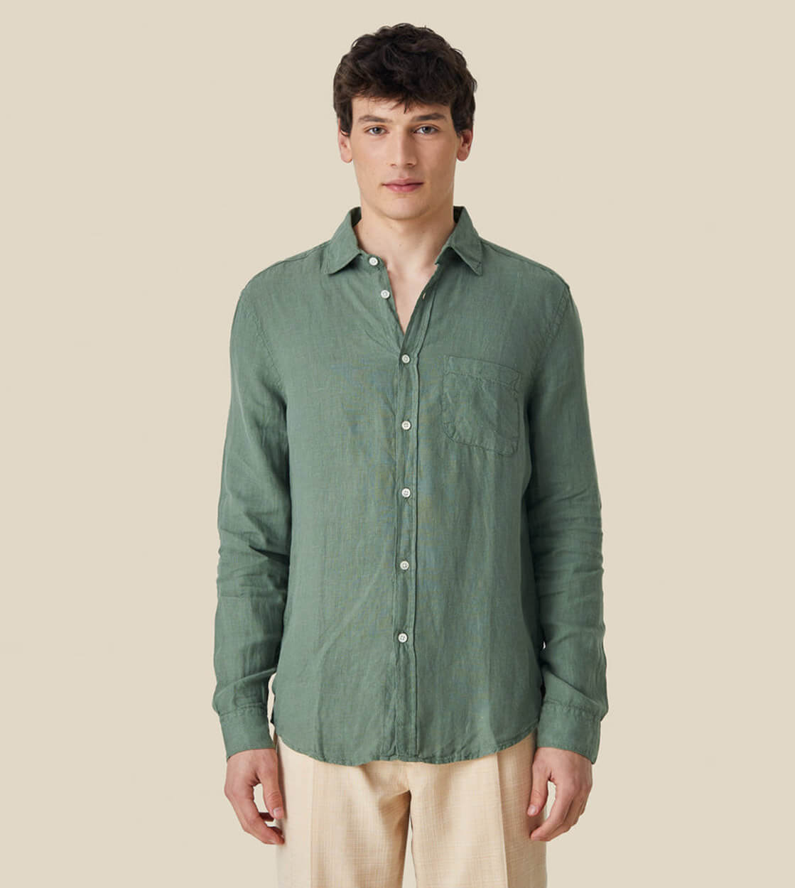 Portuguese Flannel Shirt Linen green dry