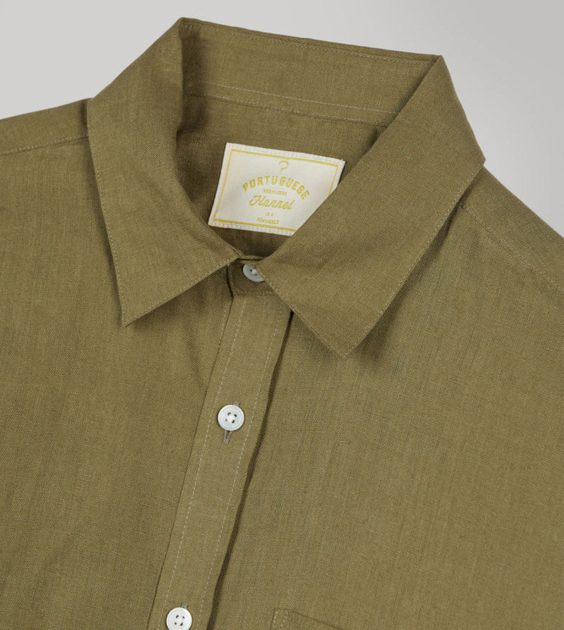 Portuguese Flannel Shirt Linen green olive