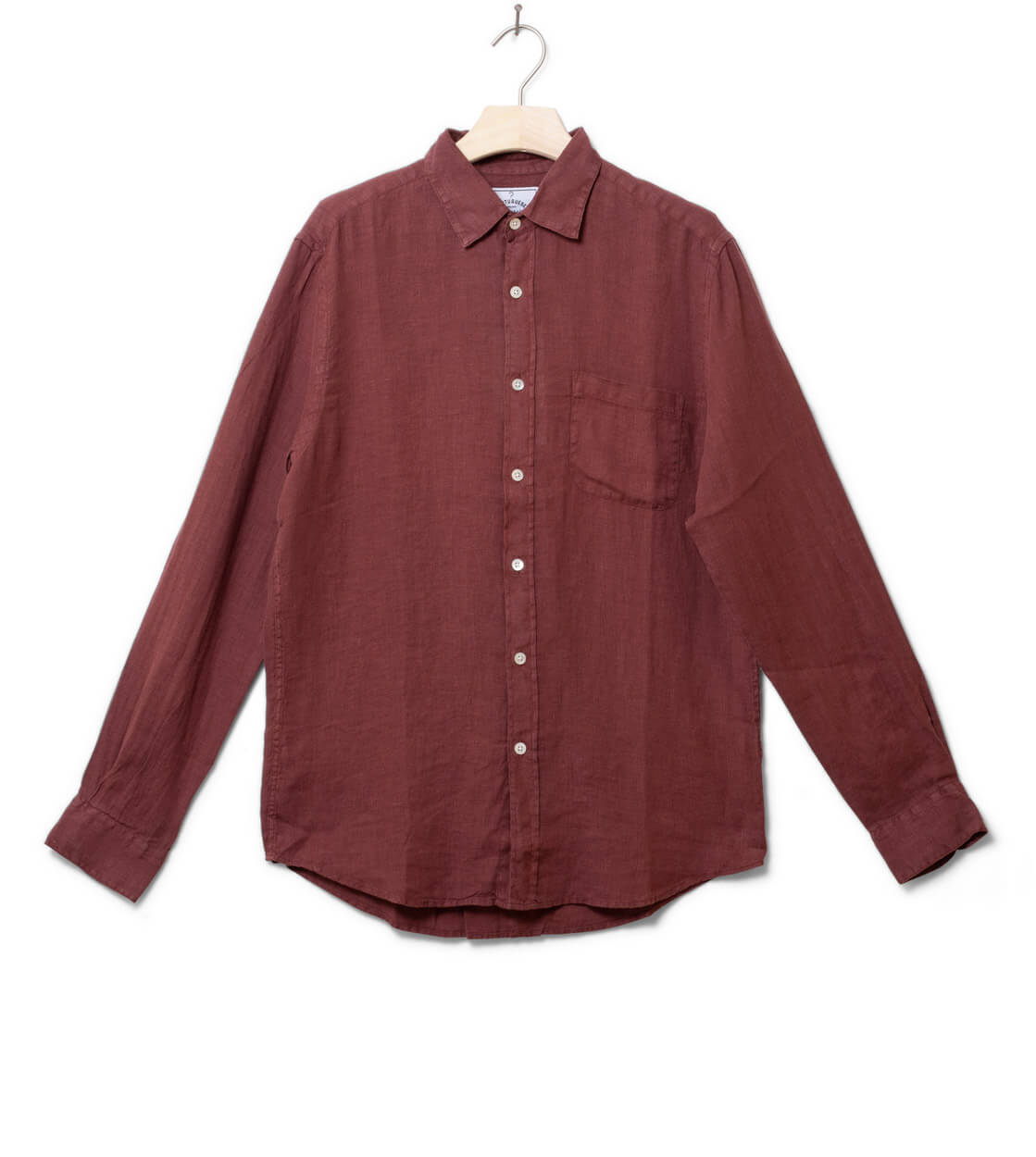 Portuguese Flannel Shirt Linen red bordeaux