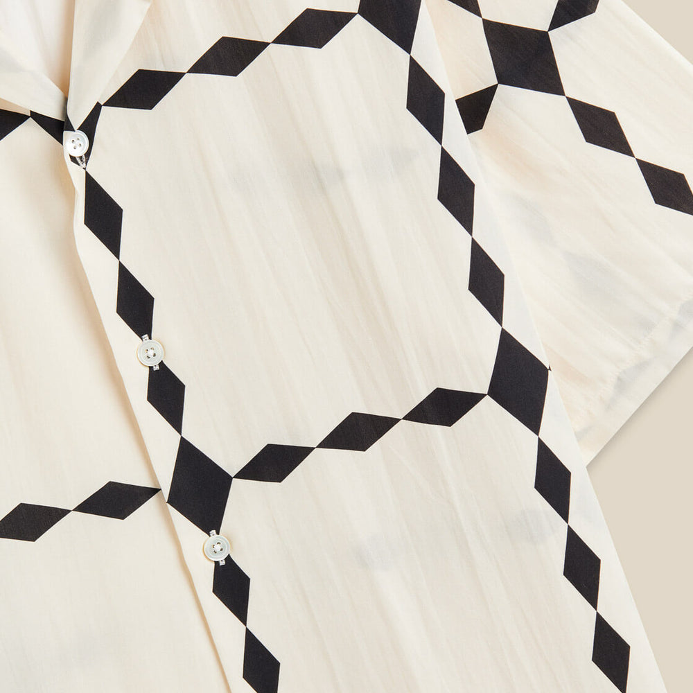 Portuguese Flannel Shirt SS Diamonds beige black