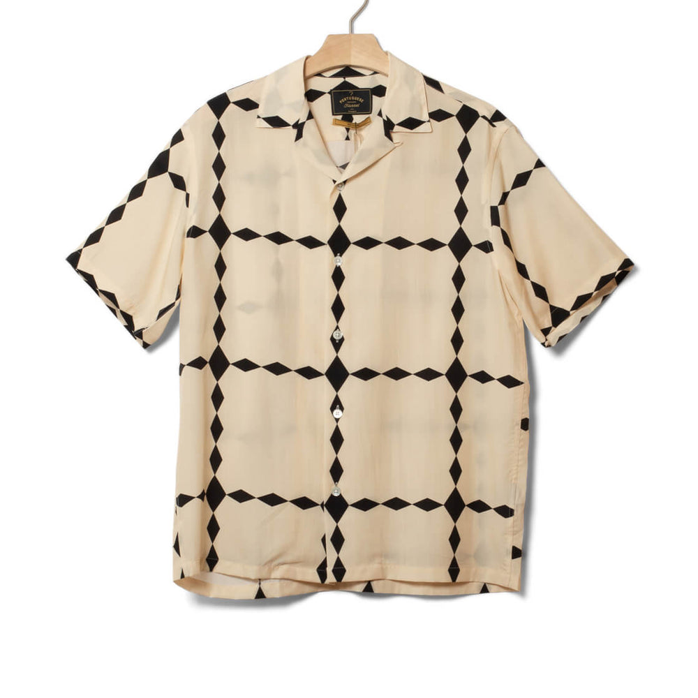 Portuguese Flannel Shirt SS Diamonds beige black