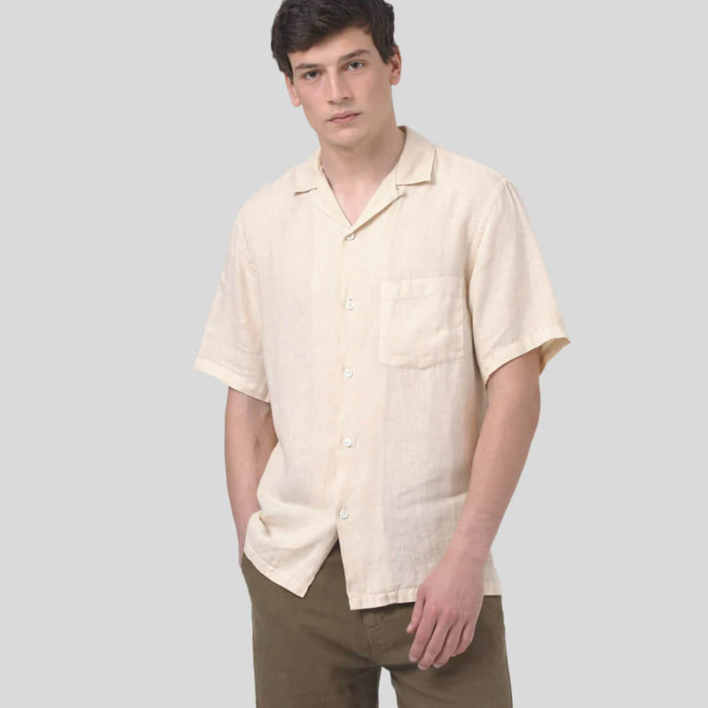 
                      
                        Portuguese Flannel Shirt SS Linen Camp Collar beige raw
                      
                    