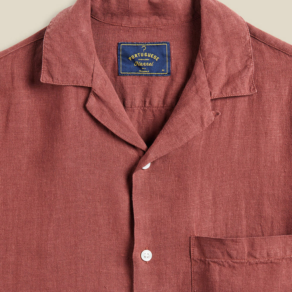 
                      
                        Portuguese Flannel Shirt SS Linen Camp Collar red bordeaux
                      
                    