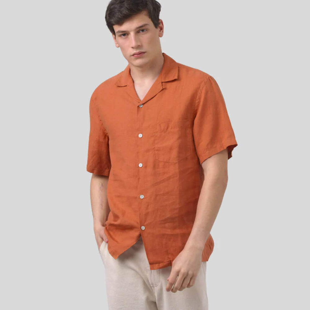 
                      
                        Portuguese Flannel Shirt SS Linen Camp Collar red terracota
                      
                    