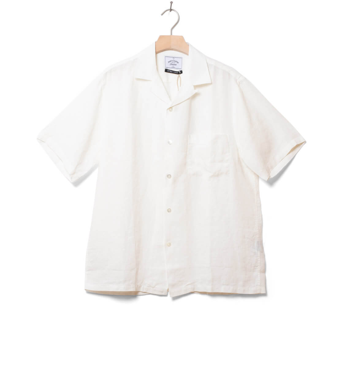 Portuguese Flannel Shirt SS Linen Camp Collar white