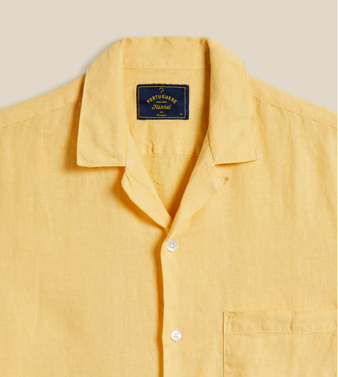Portuguese Flannel Shirt SS Linen Camp Collar yellow