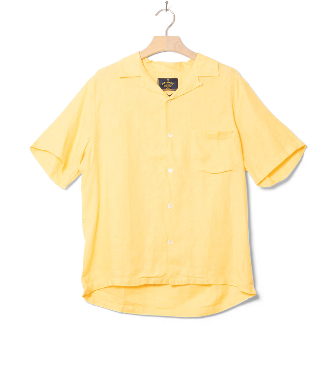 Portuguese Flannel Shirt SS Linen Camp Collar yellow