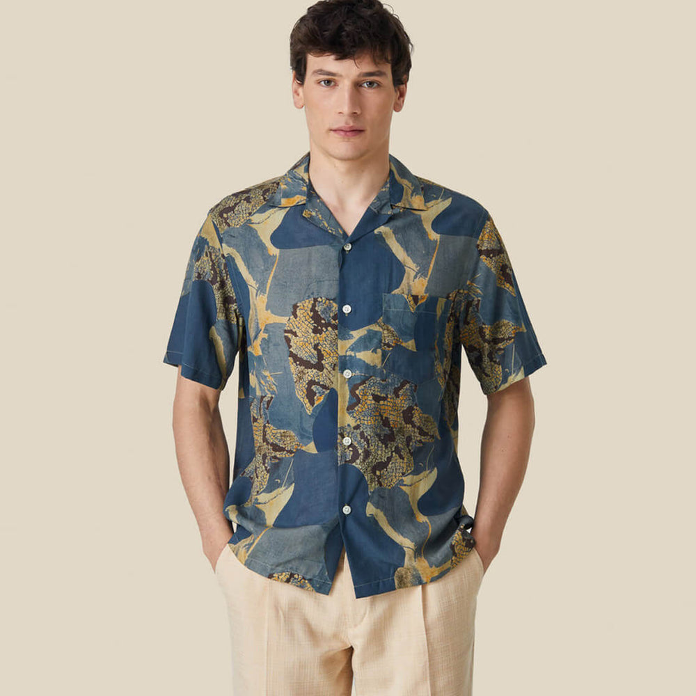 Portuguese Flannel Shirt SS Mastic blue