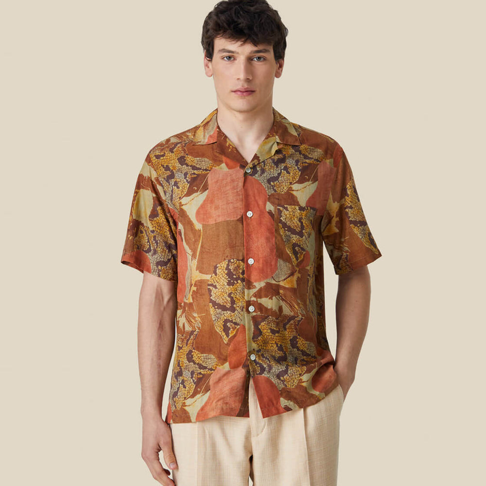 Portuguese Flannel Shirt SS Mastic orange coral