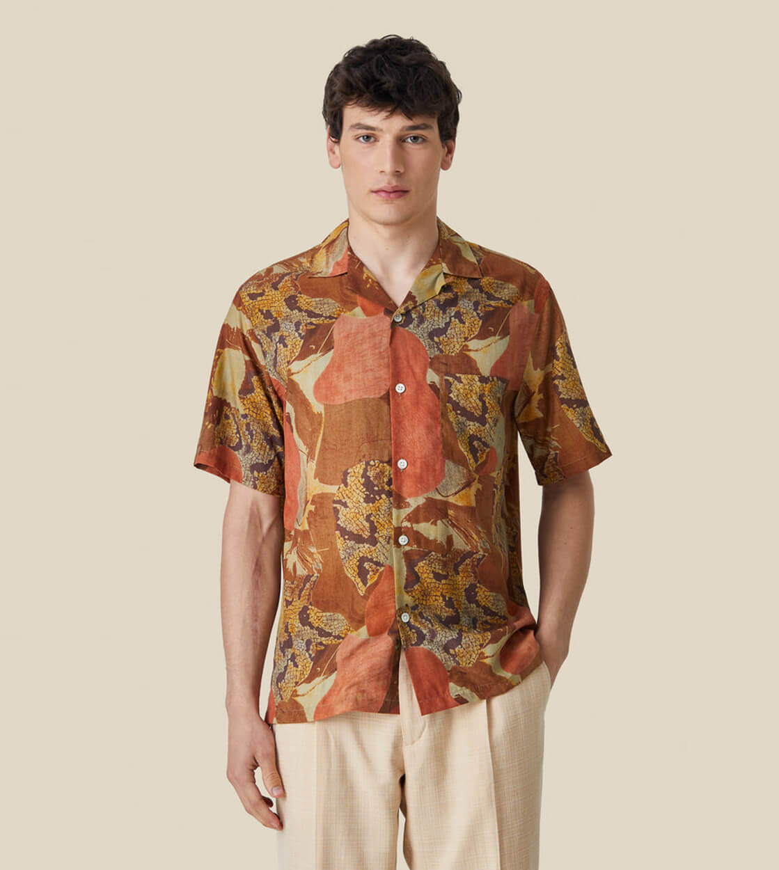 Portuguese Flannel Shirt SS Mastic orange coral