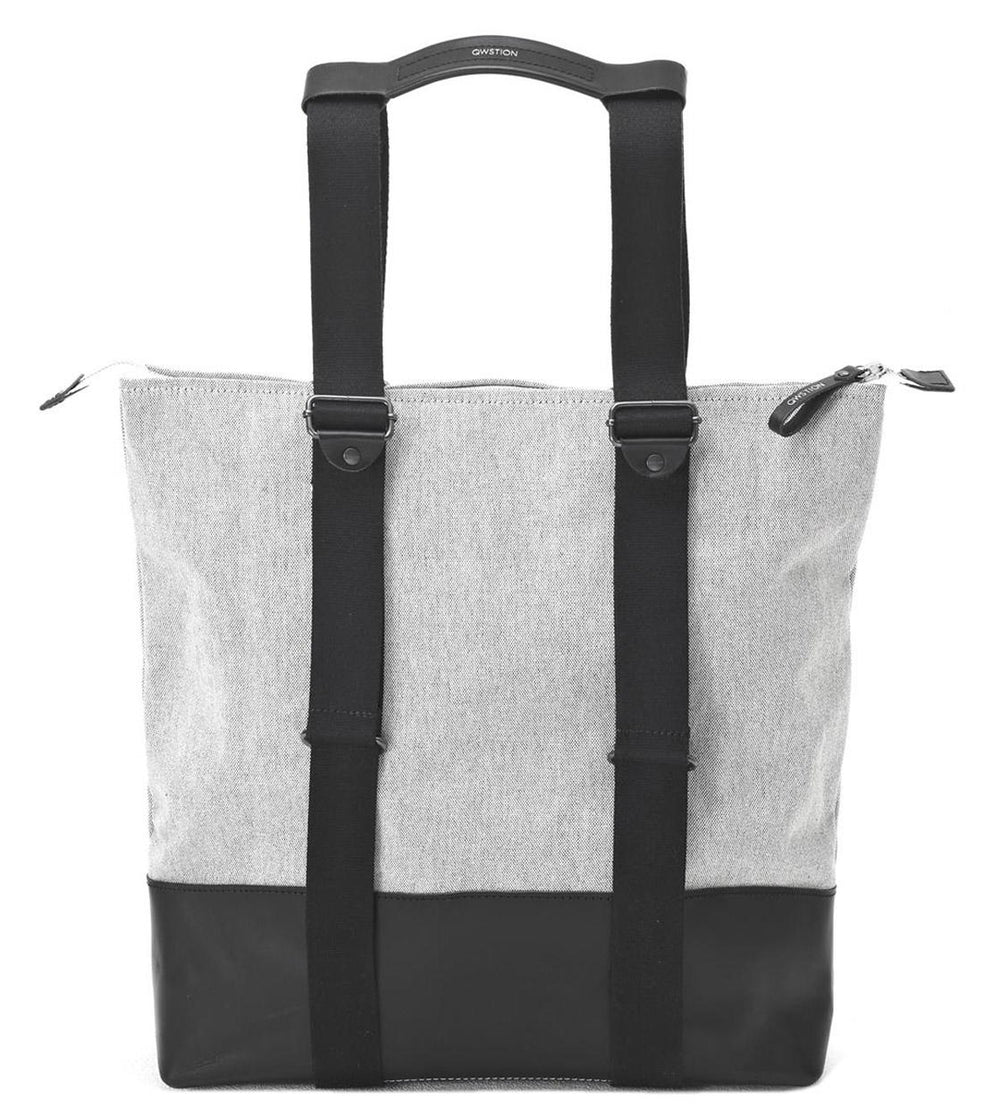 Qwstion Bag Simple Zipshopper raw blend leather canvas