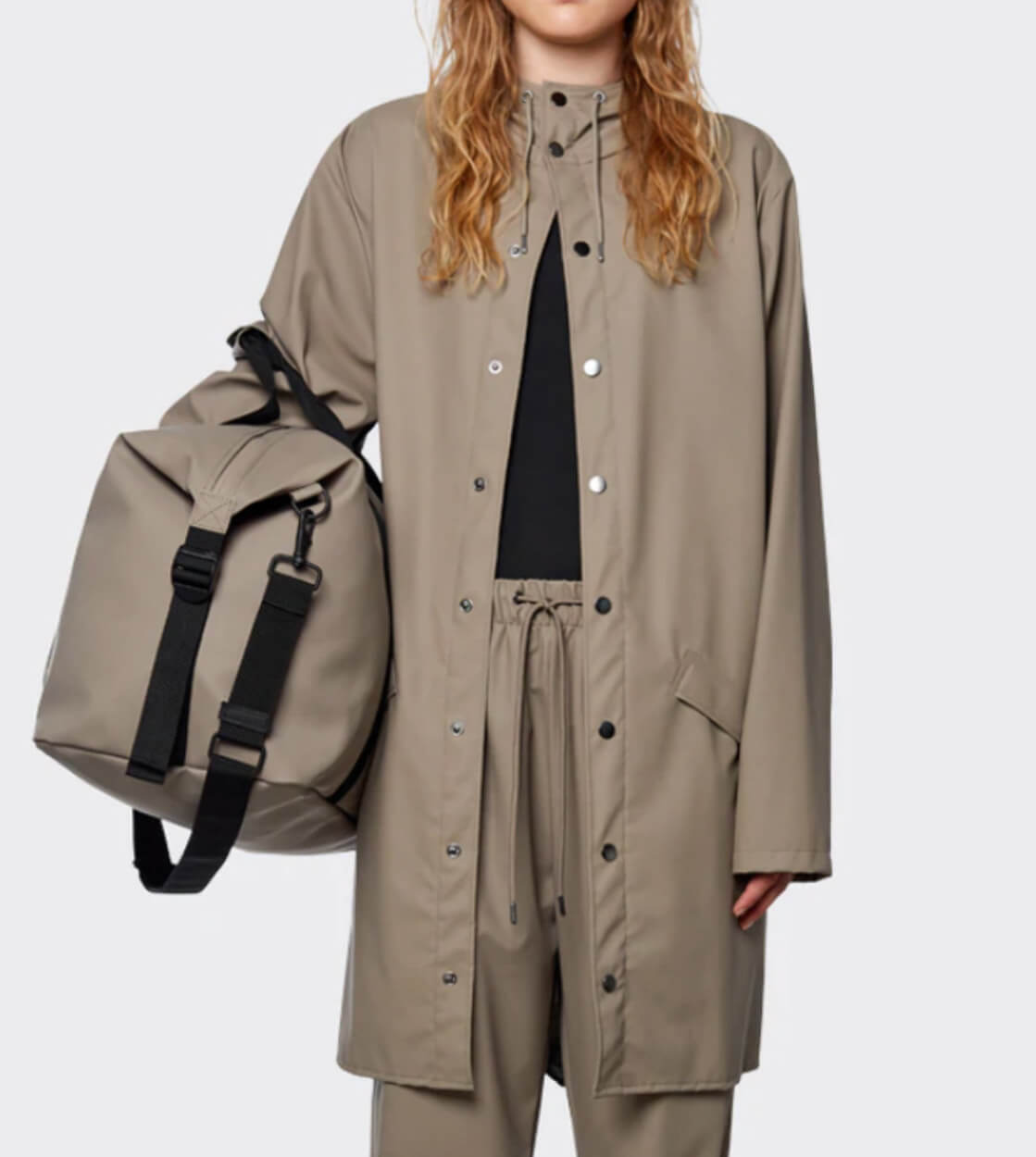 Rains Rainjacket Long brown taupe