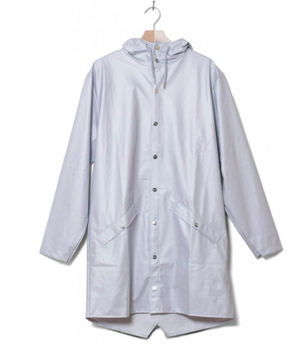 Rains Rainjacket Long silver metallic ice grey